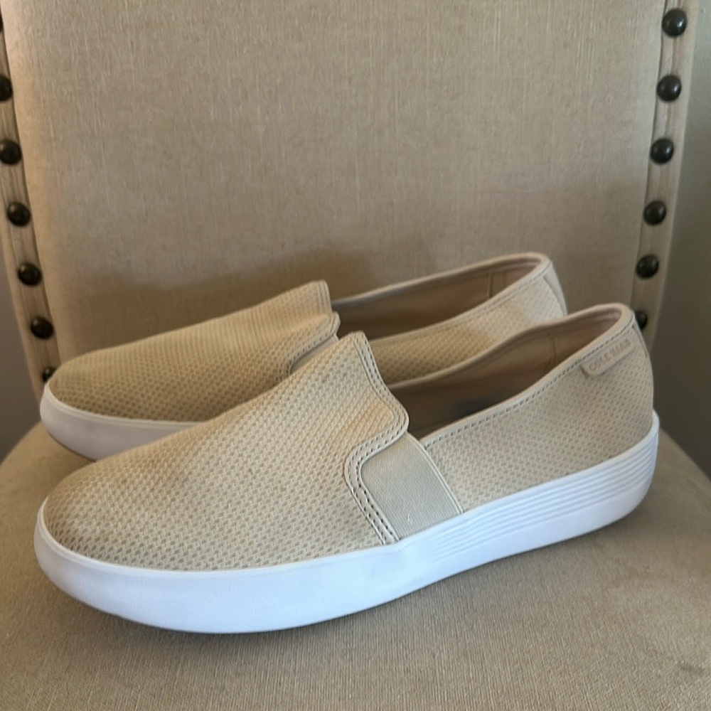 Cole Haan Women’s Grand Crosscourt Flatform Slip-On Sneakers Cream Size 11